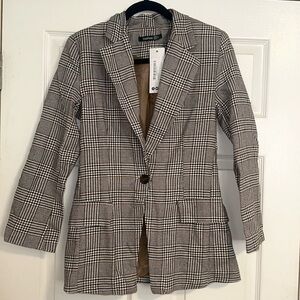 Boohoo Longline Check Blazer (NWT)